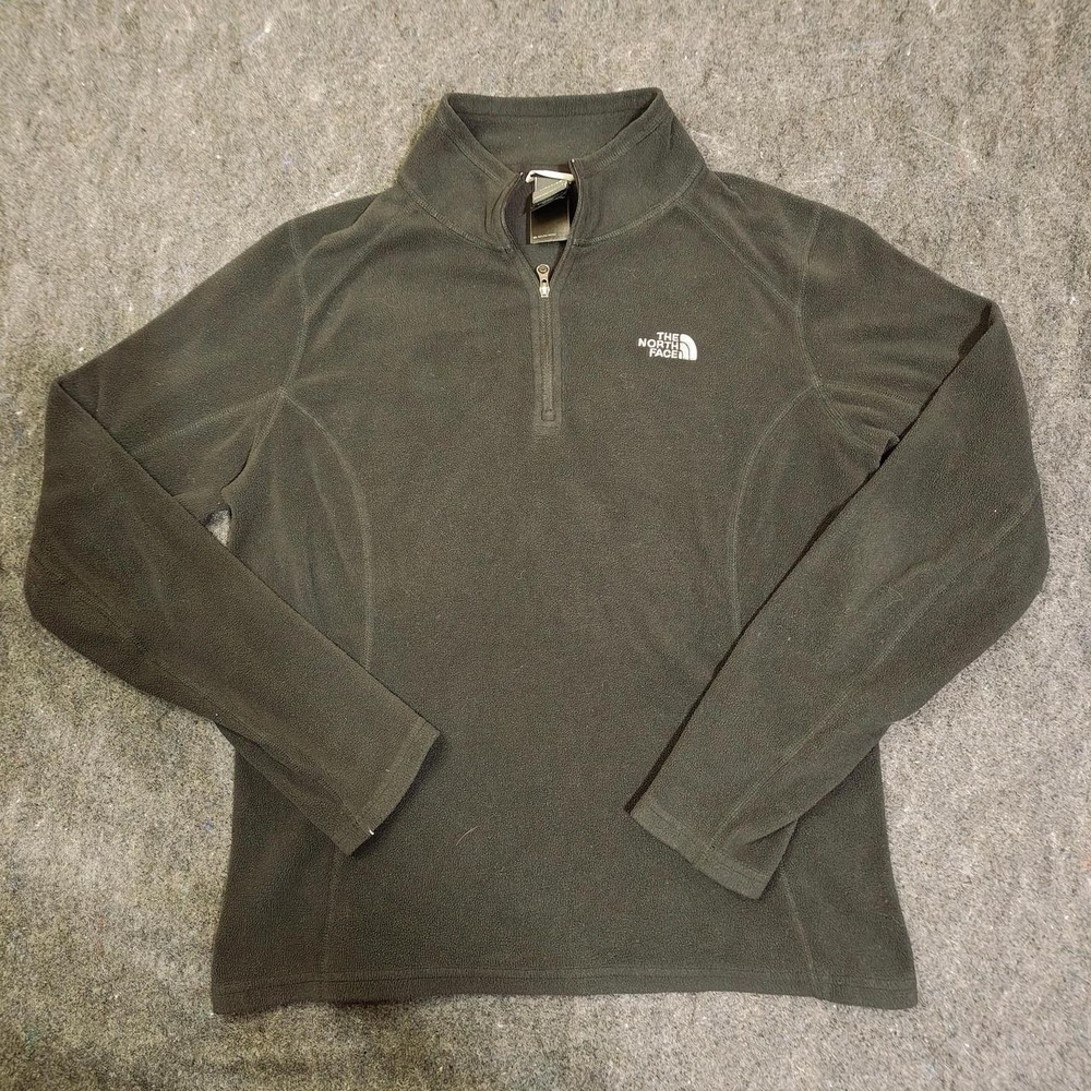 The North Face Mens Green Quarter Zip Fleece Pullover Hiking Top Size Medium
